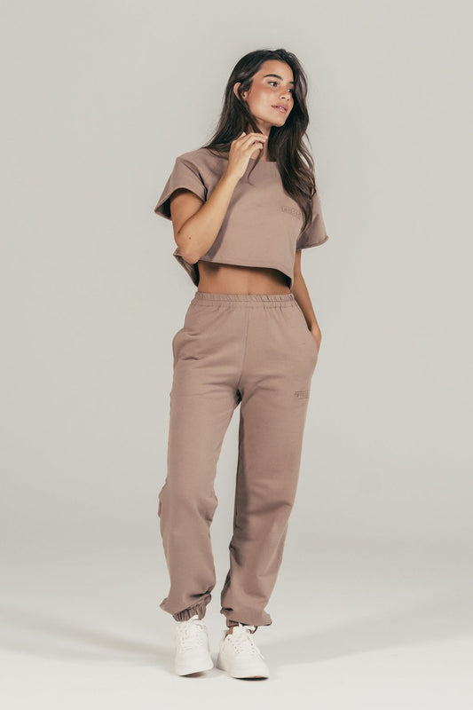 TAUPE TRACKSUIT SWEATPANTS