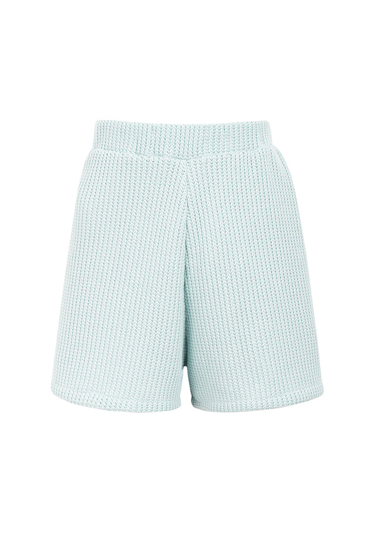 BABY BLUE RIBBED KNIT SHORTS